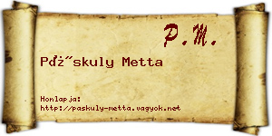 Páskuly Metta névjegykártya